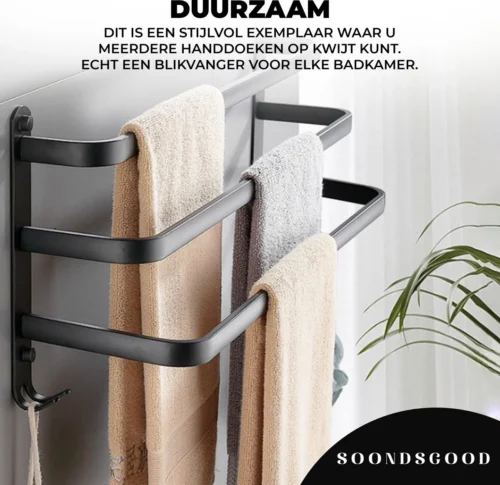 Merkloos Soondsgood Luxe 3 Laags Handdoekrek - Zelfklevend Of Boren - Zwart - Eenvoudige Installatie - Badkamer - Handdoekenrek - Handdoekhouder - 50x14x25cm 13 Merkloos Soondsgood Luxe 3 Laags Handdoekrek - Zelfklevend Of Boren - Zwart - Eenvoudige Installatie - Badkamer - Handdoekenrek - Handdoekhouder - 50x14x25cm -Badkamer Kast Winkel 1200x1164 5