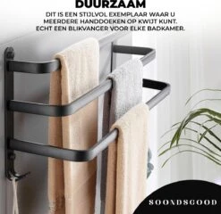 Merkloos Soondsgood Luxe 3 Laags Handdoekrek - Zelfklevend Of Boren - Zwart - Eenvoudige Installatie - Badkamer - Handdoekenrek - Handdoekhouder - 30x14x25cm -Badkamer Kast Winkel 1200x1164 6