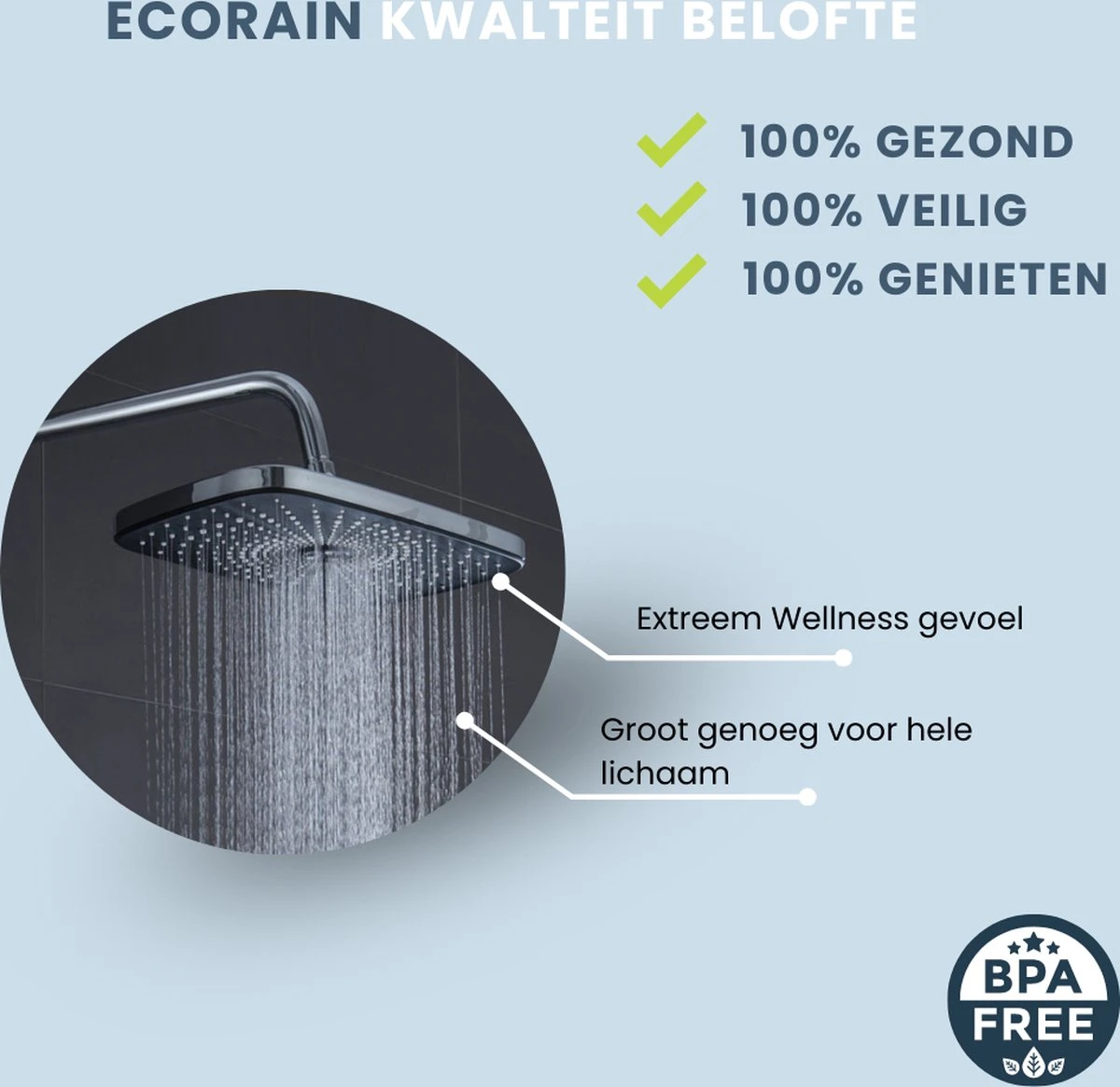 EcoRain – Regendouchekop XL 30 CM – Waterbesparende Douchekop – Hoge Druk – Rechthoekig – Groot – Regendouche - Chrome 7 EcoRain – Regendouchekop XL 30 CM – Waterbesparende Douchekop – Hoge Druk – Rechthoekig – Groot – Regendouche - Chrome - Afbeelding 7