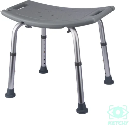 Ketchy Douchekruk - In Hoogte Verstelbaar - Douchekrukje - Roestvrij - 130kg Draagkracht - Comfortabel Zitkussen