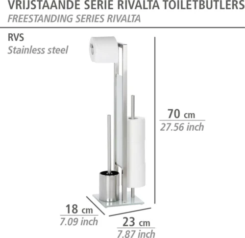 WENKO Toiletbutler Rivalta RVS Mat - Toiletborstel Met Houder, Toiletrolhouder En Reserverolhouder -Badkamer Kast Winkel 1200x1166 2