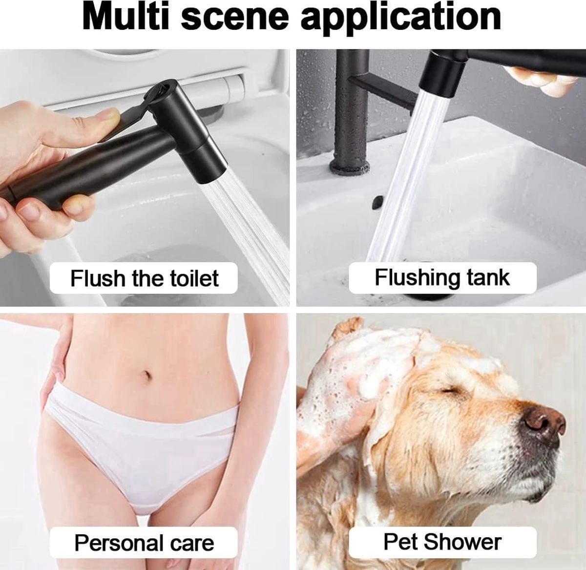 BOTC Bidet Handdouche - Shattaf - Bidet Sproeier - Bidetkraan - Zwart 3 BOTC Bidet Handdouche - Shattaf - Bidet Sproeier - Bidetkraan - Zwart - Afbeelding 3