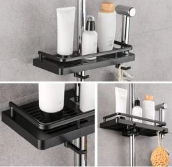Merkloos Doucherek Zonder Boren Voor Douchestang Van 22 Tot 24 Mm – Doucherek Zwart – Doucherek Hangend – Badkamer Organizer – Douche Organizer - Doucherekje - Doucherekje Zonder Boren - Shampo Organizer -Badkamer Kast Winkel 1200x1168 4