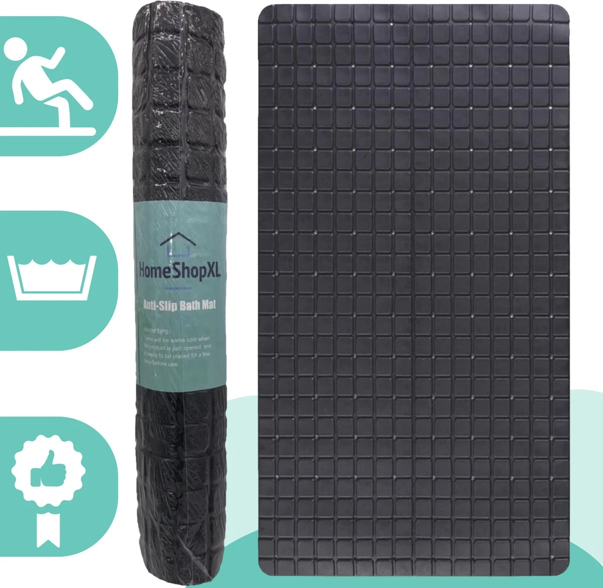 The Original - Douchemat Antislip - Zwart - 70x40cm - Antislipmat Badmat Voor Bad & Douche - Anti Slip Mat Met Zuignappen 1 The Original - Douchemat Antislip - Zwart - 70x40cm - Antislipmat Badmat Voor Bad & Douche - Anti Slip Mat Met Zuignappen