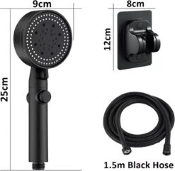Imperatoris | DoucheSet - Douchekop Met Slang, Houder & Badmuts/Douchemuts - Waterbesparend – Hoge Druk – Regendouche - Zwart Mat -Badkamer Kast Winkel 1200x1170 7