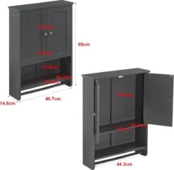 Badkamerkast Steyr Voor Wandmontage 65x48,7x14,5 Cm Donkergrijs 9 Badkamerkast Steyr Voor Wandmontage 65x48,7x14,5 Cm Donkergrijs -Badkamer Kast Winkel 1200x1171 13