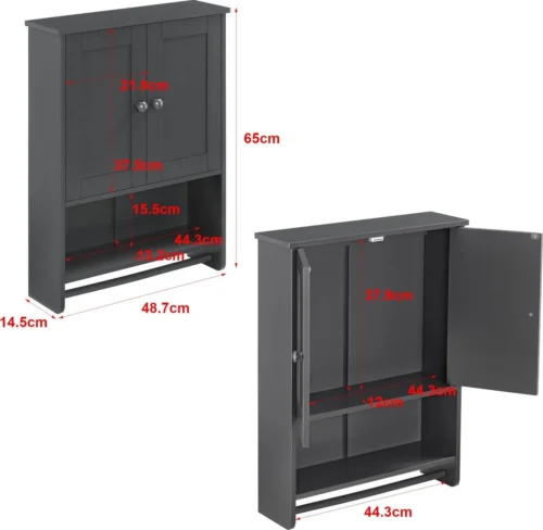 Badkamerkast Steyr Voor Wandmontage 65x48,7x14,5 Cm Donkergrijs -Badkamer Kast Winkel 1200x1171 13
