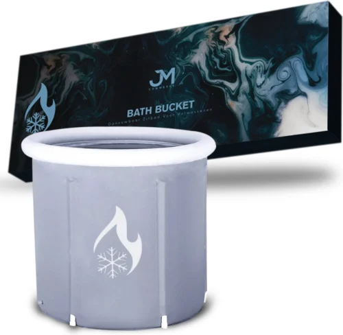 Zitbad Voor Volwassenen - Bath Bucket - Ijsbad - Ice Bath - Inklapbaar Bad - Wim Hof Methode - Opblaasbaarbad - Inclusief Voetpomp - Inclusief Ingebouwd Zitkussen - Grijs