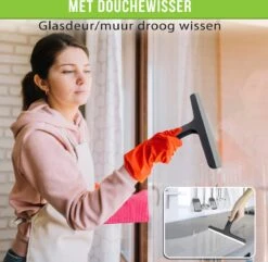 Doucherek Zonder Boren Inclusief Douchewisser - Aan Douchewand - Zwart - Ophangbaar - Zuignap - 2 Laags - Wiper - Shower Rack - Valentijnsdag Cadeau -Badkamer Kast Winkel 1200x1172