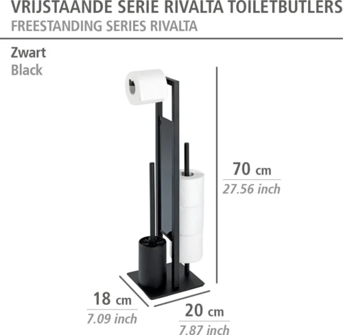 WENKO Toiletbutler Rivalta Zwart - Toiletborstel Met Houder, Toiletrolhouder En Reserverolhouder 28 WENKO Toiletbutler Rivalta Zwart - Toiletborstel Met Houder, Toiletrolhouder En Reserverolhouder -Badkamer Kast Winkel 1200x1172 8
