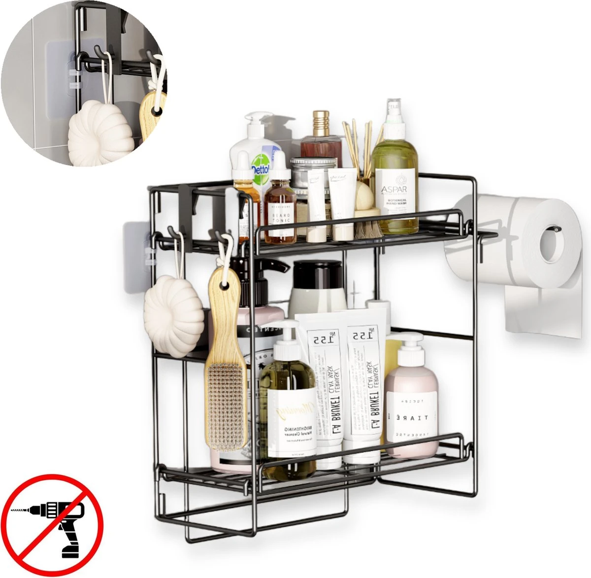 AlShiha®WC Rek - Toiletrolhouder - Badkamer Rek - Zelfklevend (zonder Boren) - Wc Rolhouder - Doucherek Hangend- Badkamerrek - Doucherek - Doucherek Zonder Boren - Toiletrolhouder - Toiletrolhouder Met Plankje 1 AlShiha®WC Rek - Toiletrolhouder - Badkamer Rek - Zelfklevend (zonder Boren) - Wc Rolhouder - Doucherek Hangend- Badkamerrek - Doucherek - Doucherek Zonder Boren - Toiletrolhouder - Toiletrolhouder Met Plankje