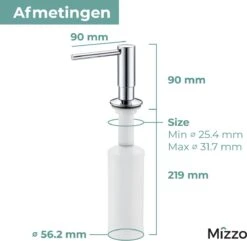 Mizzo Zeepdispenser 300ML - Zeeppompje - Inbouw Keukenblad - Chroom -Badkamer Kast Winkel 1200x1173