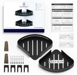 Sanicraft® Doucherekje - Doucherekje Zonder Boren - Geschikt Voor Elk Type Muur - Doucherekje Hangend - Doucheplank - Doucherekje Hoek - Doucherekje Zwart -Badkamer Kast Winkel 1200x1173 3