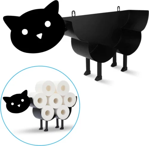 Sanics Reserverolhouder Vrijstaand - Hangend - Wandhouder - Kat - Zwart