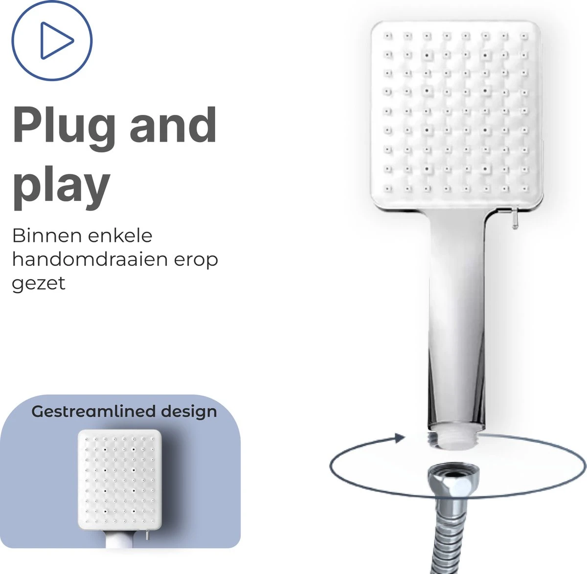 MaatWorkz - Waterbesparende Douchekop Vierkant + Douchetimer - Hoge Waterdruk - Luxe Design - 6 Standen 7 MaatWorkz - Waterbesparende Douchekop Vierkant + Douchetimer - Hoge Waterdruk - Luxe Design - 6 Standen - Afbeelding 7