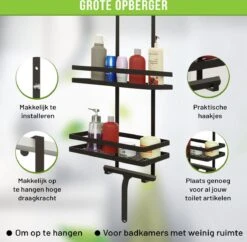 Doucherek Zonder Boren – Doucherek Zwart – Doucherek Hangend – Badkamer Organizer – Douche Organizer - Doucherekje - Doucherekje Zonder Boren -Badkamer Kast Winkel 1200x1175 11