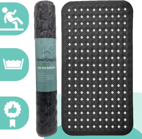 The Original - Douchemat Antislip - Zwart - 88x40cm - Antislipmat Badmat Voor Bad & Douche - Anti Slip Mat Met Zuignappen