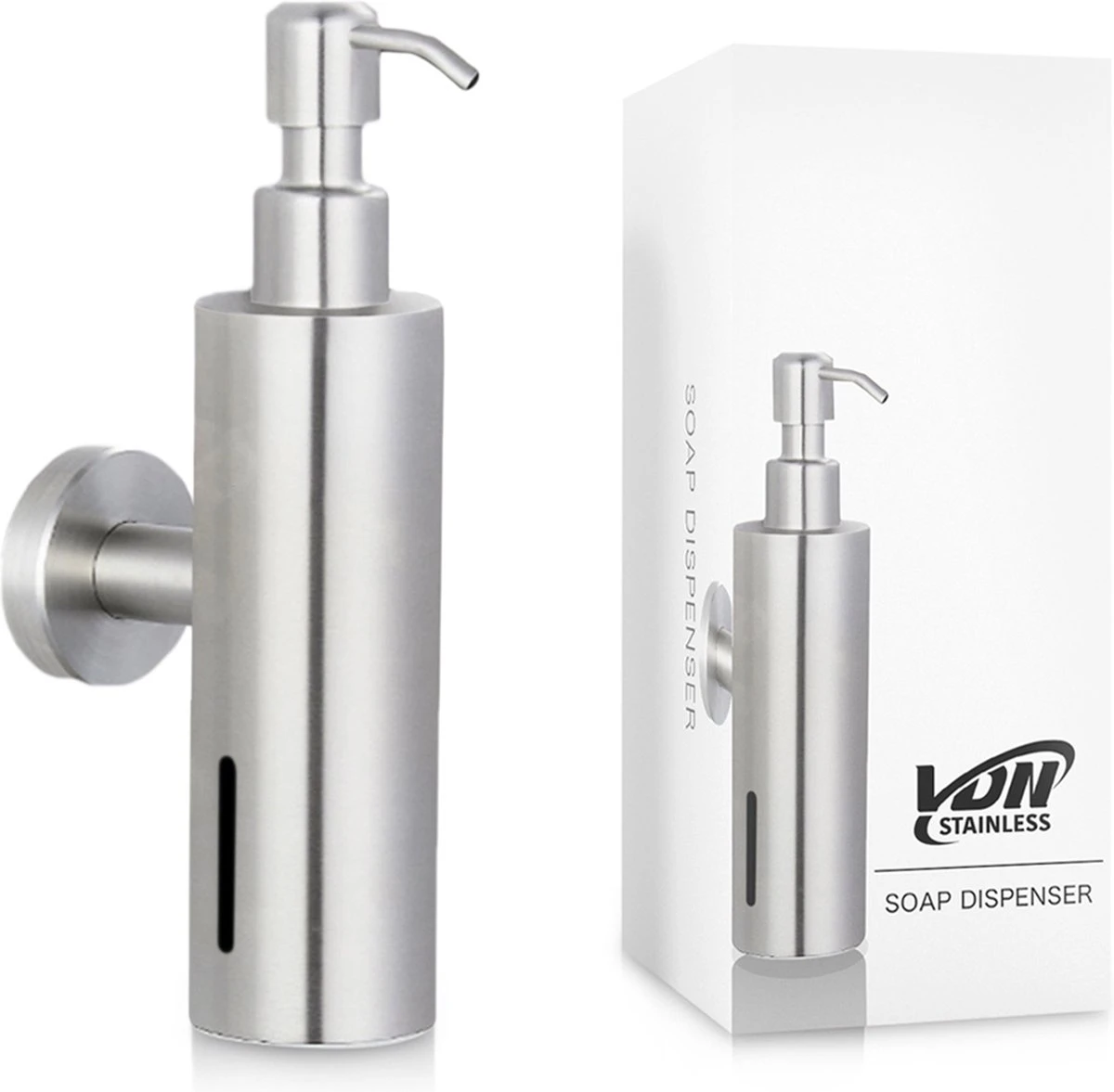 VDN Stainless Zeeppompje - Zeepdispenser Wandmontage - Zilver - Hangend - RVS 6 VDN Stainless Zeeppompje - Zeepdispenser Wandmontage - Zilver - Hangend - RVS - Afbeelding 6