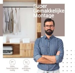 Qproducts Gordijnroede Zonder Boren - 65 Tot 100 Cm - Uitschuifbaar Douchegordijnstang - Uitschuifbare Klemstang - Metaal Zwart -Badkamer Kast Winkel 1200x1177 9