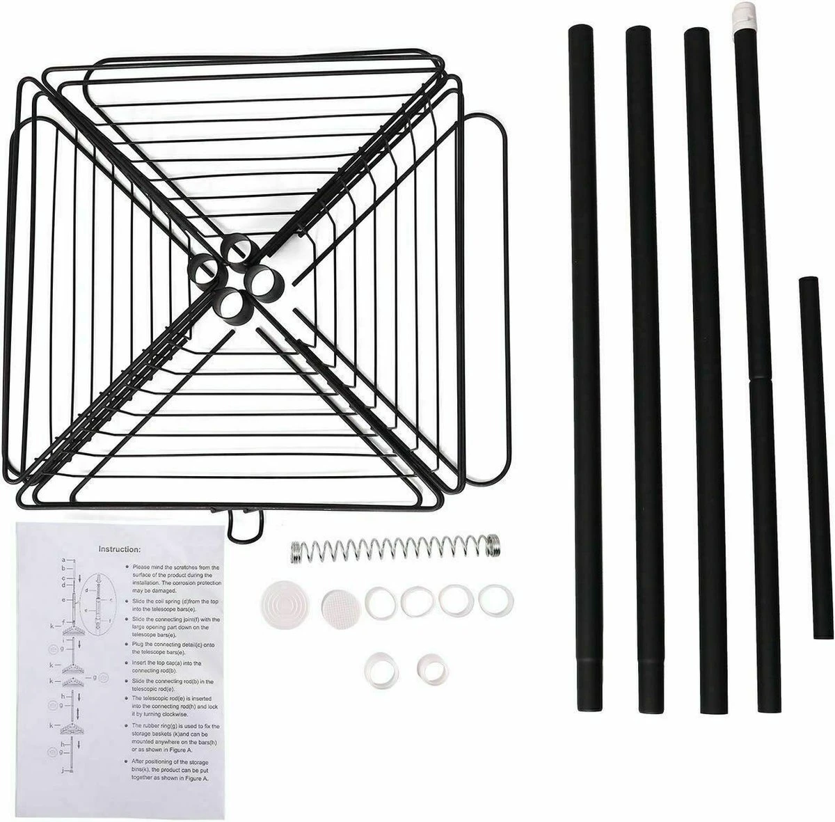 SensaHome Telescopisch Douche Rek Met 4 Lagen - Verstelbaar Bad / Douche Hoekrek Opbergrek - Uitschuifbaar Van 145-250 Cm - Zwart 9 SensaHome Telescopisch Douche Rek Met 4 Lagen - Verstelbaar Bad / Douche Hoekrek Opbergrek - Uitschuifbaar Van 145-250 Cm - Zwart - Afbeelding 9