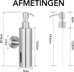 VDN Stainless Zeeppompje - Zeepdispenser Wandmontage - Zilver - Hangend - RVS 10 VDN Stainless Zeeppompje - Zeepdispenser Wandmontage - Zilver - Hangend - RVS -Badkamer Kast Winkel 1200x1182 10