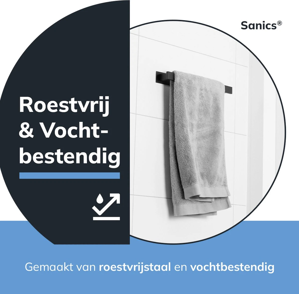 Sanics Handdoekrek Zwart 40 CM – Badkamer Of Keuken – Handdoekstang Zelfklevend – Handdoekhouder 4 Sanics Handdoekrek Zwart 40 CM – Badkamer Of Keuken – Handdoekstang Zelfklevend – Handdoekhouder - Afbeelding 4