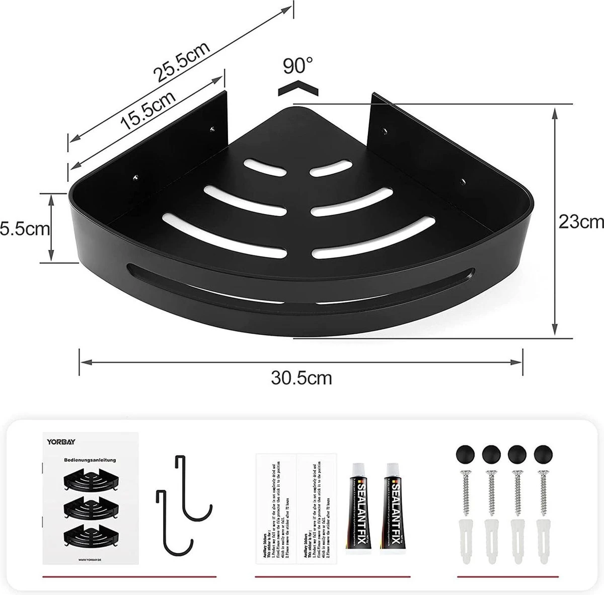 Sens Design Doucherekjes Set Van 3 - Doucherek Zonder Boren - Zwart 10 Sens Design Doucherekjes Set Van 3 - Doucherek Zonder Boren - Zwart - Afbeelding 10