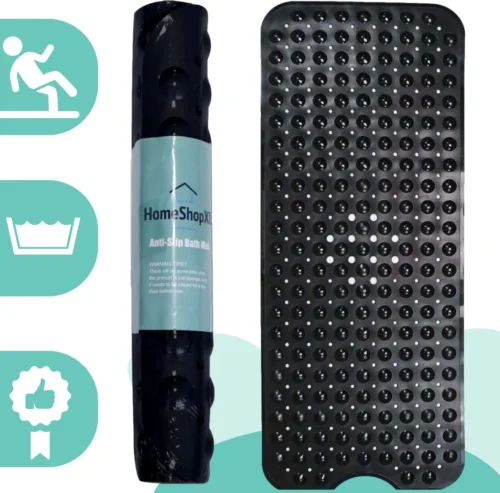 The Original - Badmat Antislip - Zwart - 100x40cm - Antislipmat Douchemat Voor Bad & Douche - Anti Slip Mat Met Zuignappen