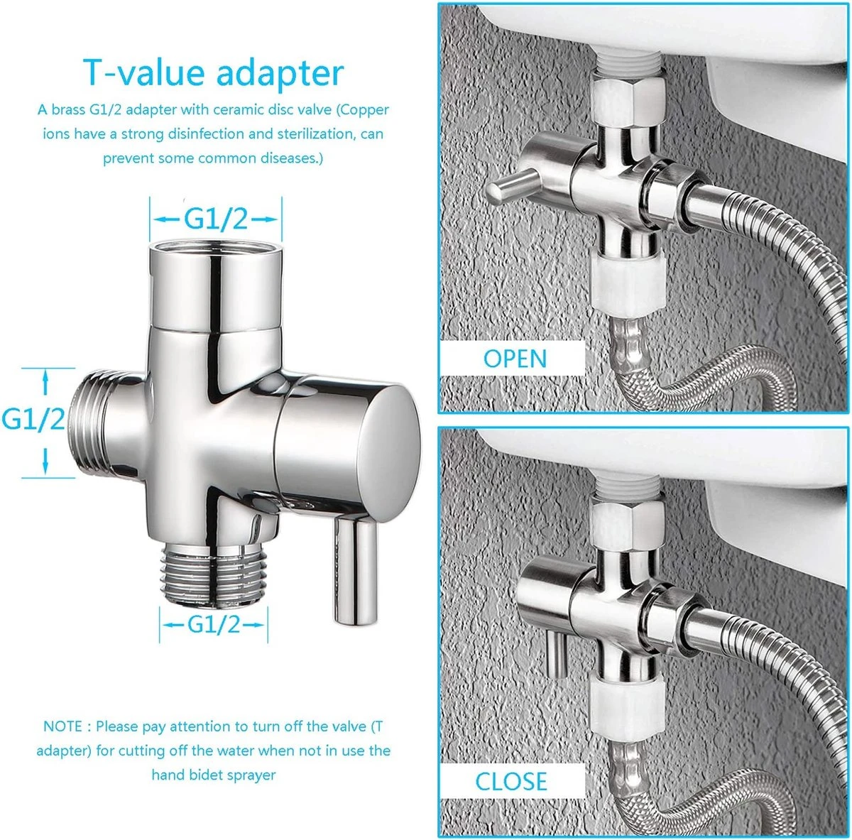 BetterSells® Bidet Handdoucheset - Shattaf - Bidet Sproeier Uit Geborsteld RVS - Inclusief Slang, T-stuk & Wandhouder 7 BetterSells® Bidet Handdoucheset - Shattaf - Bidet Sproeier Uit Geborsteld RVS - Inclusief Slang, T-stuk & Wandhouder - Afbeelding 7