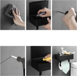 Merkloos Luxe Toiletrolhouder PRO 20.5 X 14.5 X 12 Cm- Planchet Opbergruimte - Plankje & Bakje- WC Rolhouder - Zelfklevend Of Borend - RVS - Waterbestendig -Badkamer Kast Winkel 1200x1185