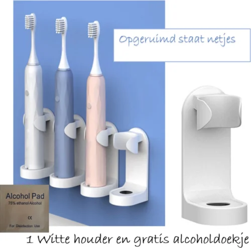 Crème Happy Goodz Shop 1 Stuk Kwalitatieve Elektrische Tandenborstelhouders WIT/Crème 1 Stuk Met Happy Goodz Installatiehandleiding - Geschikt Voor Oa Oral-B - Badkamer Accessoire - Zonder Boren- Met Alcoholdoekje