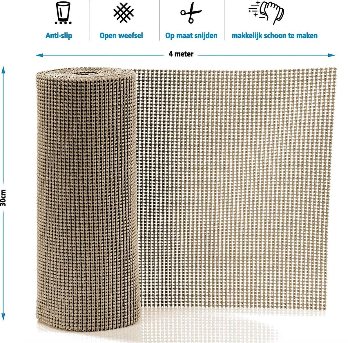 SWILIX ® Antislipmat Voor Kasten En Lades, Douchemat - Badkamermat - Badmat, Dienblad, Vloer - 4 Meter Rol - Anti Slip Mat - 400 X 30 Cm - Beige 5 SWILIX ® Antislipmat Voor Kasten En Lades, Douchemat - Badkamermat - Badmat, Dienblad, Vloer - 4 Meter Rol - Anti Slip Mat - 400 X 30 Cm - Beige - Afbeelding 5