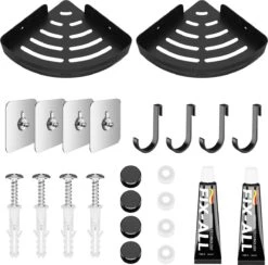 Doucherek 2 Stuks - Douchemand - Hangend Hoek - Telescopisch - Zonder Boren - Zwart - RVS 13 Doucherek 2 Stuks - Douchemand - Hangend Hoek - Telescopisch - Zonder Boren - Zwart - RVS -Badkamer Kast Winkel 1200x1186 4