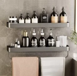 Merkloos Doucherek Zonder Boren 2x 30 Cm – Doucherek – Doucherek Hangend – Badkamerrek – Zonder Boren – IP68 Waterdicht – 4KG Draagkracht – Zwart RVS -Badkamer Kast Winkel 1200x1187 5