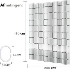 VAIVE Douchegordijn 180x200 - Anti Schimmel - Douchegordijnen -Badkamer Kast Winkel 1200x1189 18