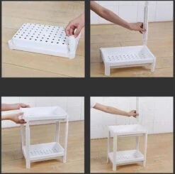 Merkloos Decopatent® 4 Laags Opbergrek -Staand Rek 4 Etages Voor Badkamer - Keuken - Keukenrek - Badkamerrek - Kunststof Rechthoekig Rek -Badkamer Kast Winkel 1200x1189 21