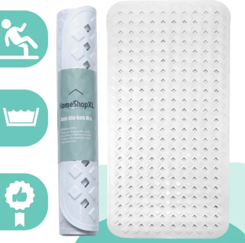 The Original - Douchemat Antislip - Wit - 88x40cm - Antislipmat Badmat Voor Bad & Douche - Anti Slip Mat Met Zuignappen