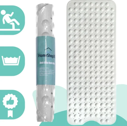 The Original - Badmat Antislip - Wit - 100x40cm - Antislipmat Douchemat Voor Bad & Douche - Anti Slip Mat Met Zuignappen