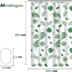VAIVE Douchegordijn Groen 180x200 - Anti Schimmel - Douchegordijnen - Ringen -Badkamer Kast Winkel 1200x1190 7