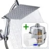 Regendouchekop XL Deluxe Ionisch Met Premium Waterfilter - Waterbesparend - ø 28 Cm - Inclusief Extra Navulling - Slang En Houder - Douchekop Met Filter - Regendouche - Handdouche - Hoge Druk - RVS - Douchefilter - Wellness - Spa