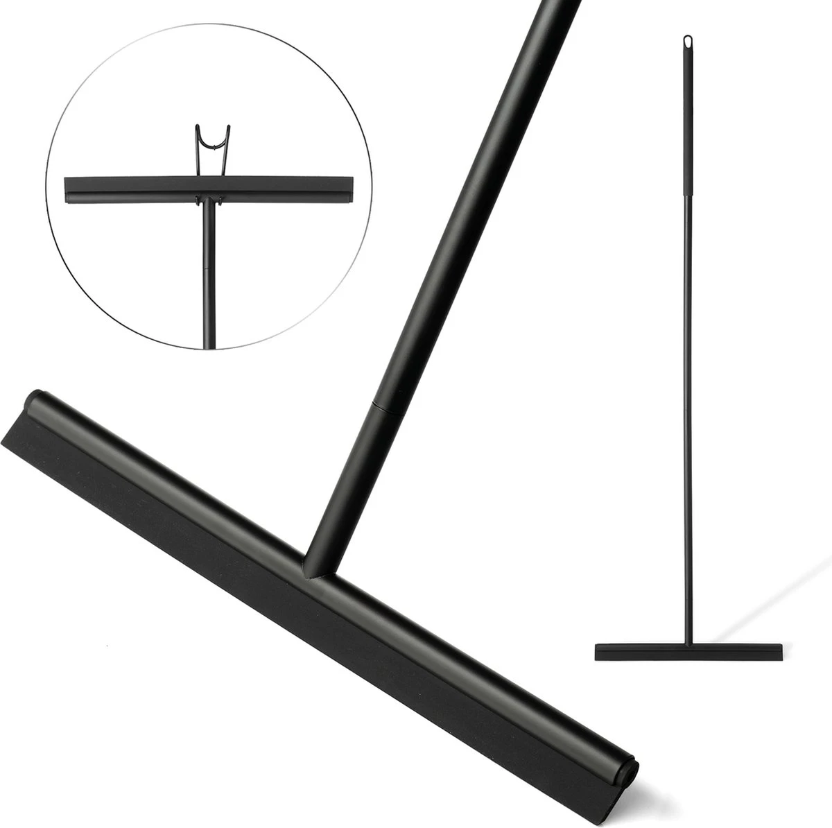 Vloertrekker Met Steel - Vloerwisser Voor In Badkamer - Watertrekker Douche - Douchewisser Zwart 1 Vloertrekker Met Steel - Vloerwisser Voor In Badkamer - Watertrekker Douche - Douchewisser Zwart