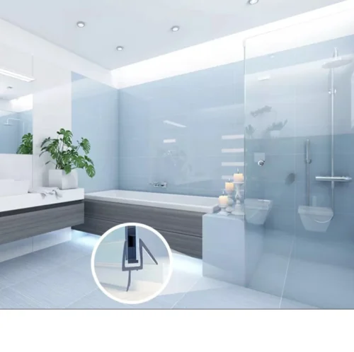 Minismus Douchedeurafdichting Met Waterkering (2 Strips Van 1 Meter, Makkelijk Inkortbaar) - Waterstopper Geschikt Voor Glas Van 6 Tot 8 Mm - Douchedorpel - Lekstrip Voor Horizontale Bevestiging -Badkamer Kast Winkel 1200x1195 15