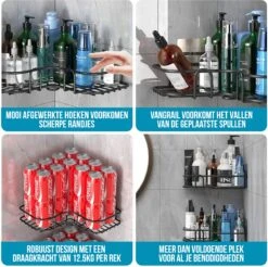 Strex Doucherek Hoekvorm - 2 Stuks - Bevestigen Zonder Boren Of Schroeven -Badkamer Kast Winkel 1200x1196