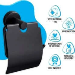 Sanics Toiletrolhouder Zwart Met Klep - WC Rolhouder RVS Inclusief Montage Set - Closetrolhouder -Badkamer Kast Winkel 1200x1197 12