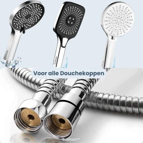 EcoRain – Universele Doucheslang 1.5 Meter – 150 Cm – Anti Lek – G ½ 1/2" - Draaiaansluiting – Waterkraan Slang - Chroom -Badkamer Kast Winkel 1200x1197 29