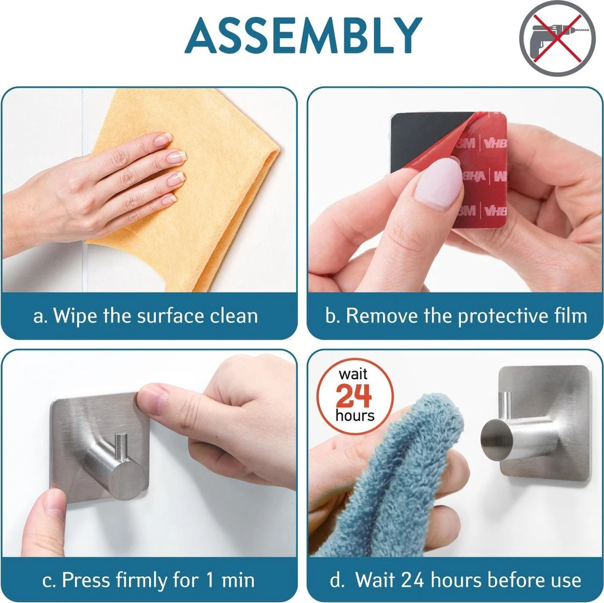 Tatkraft George Heavy Duty Zelfklevende Wandhaakjes - RVS Handdoekhouder Haak - Muur Ophang Zelfklevend Muurhaak Ophanghaakjes - Handdoekklem Keuken Ophanghaak Zonder Boren - Wand Theedoek / Handdoek Houder - Universeel Gebruik - Set Van 4 Stuks 2 Tatkraft George Heavy Duty Zelfklevende Wandhaakjes - RVS Handdoekhouder Haak - Muur Ophang Zelfklevend Muurhaak Ophanghaakjes - Handdoekklem Keuken Ophanghaak Zonder Boren - Wand Theedoek / Handdoek Houder - Universeel Gebruik - Set Van 4 Stuks - Afbeelding 2