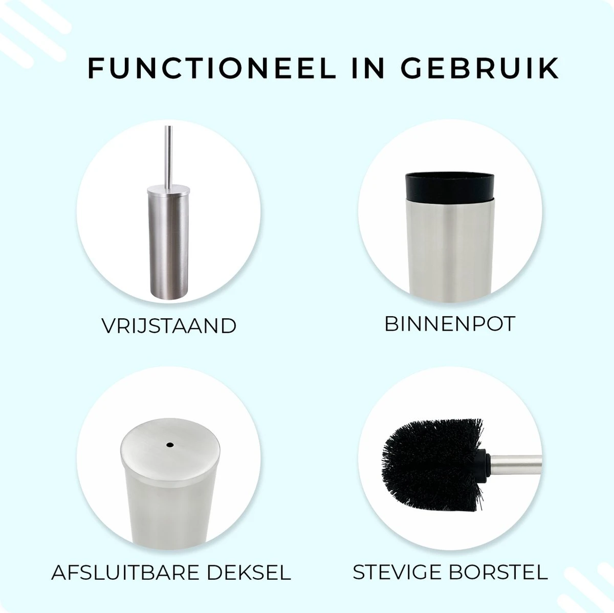 VDN Stainless Toiletborstel Met Houder - Toiletborstelhouder - Zilver - Wc Borstel Met Houder - RVS - Vrijstaand 2 VDN Stainless Toiletborstel Met Houder - Toiletborstelhouder - Zilver - Wc Borstel Met Houder - RVS - Vrijstaand - Afbeelding 2