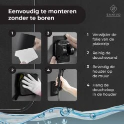 Douchekophouder Zwart Zelfklevend – Verstelbaar – Handdouchehouder – Douchekop Houder Zonder Boren -Badkamer Kast Winkel 1200x1198 54