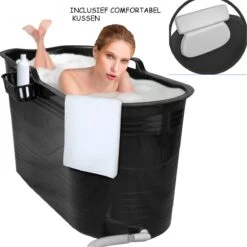 LIFEBATH - Zitbad Mira - Bath Bucket XL - Inclusief Hoofdkussen - 400L - Ligbad 122 Cm - Zwart