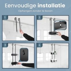 Merkloos Doucherek Zonder Boren Zwart - 30 Dagen Uitproberen -Doucherek Hangend - Badkamer Accessoires - RVS - 2 Laags -Badkamer Kast Winkel 1200x1199 19